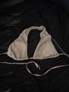 Women's Sparkle Halter Triangle Bikini Top - Silver